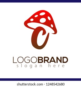 c Letter lowercase mushroom logo icon vector