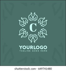 C letter luxury logo, Design for Boutique hotel,Resort,Restaurant, Royalty, Victorian identity, luxury Hotel, Heraldic, Fashion,VIP,Club,education Full vector logo template.