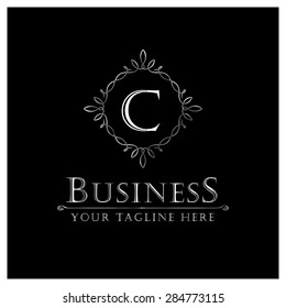 C letter Luxury Logo template flourishes calligraphic elegant ornament lines. Business sign, identity for Restaurant, Royalty, Cafe, Hotel, Heraldic, Jewelry, Fashion and other vector illustration
