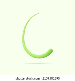C letter made with green plant. Vector hand draw natural font for ecology logo, herbal elements, green concepts design etc.