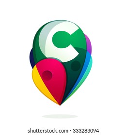 C letter with map tag. Vector design template elements for your application or corporate identity.