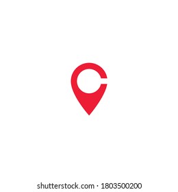 C letter maps pin logo icon sign design concept. Vector template