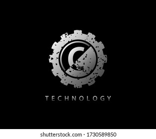 C Letter Metal Gear Logo Icon  