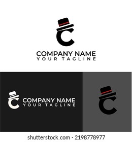 C letter mister hat logo vector