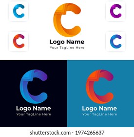 C Letter Modern Abstract Vector Creative Logo Design, Multi-color and White, dark Background supported. Easy to use Multi Purpose, High Quality C Letter Logo. Apps icon Supported. C Abstract Typograph