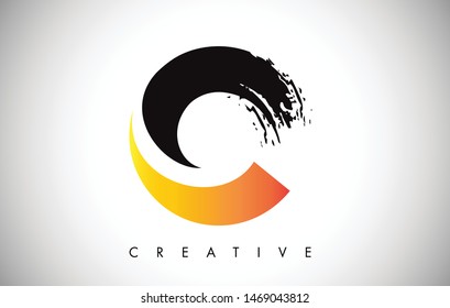 C Letter Modern Brush Stroke Trendy Design Logo. Letter C Icon Logo with Brush Vector Illustration.