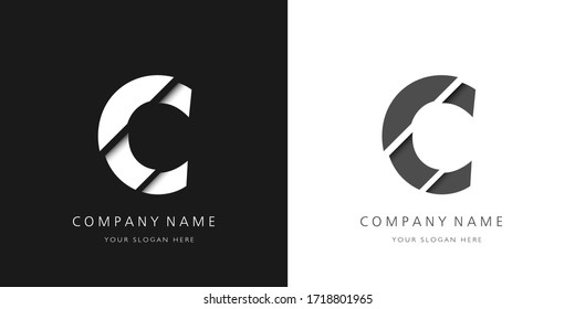 c letter modern logo broken design	
