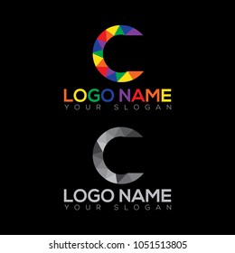 C Letter Multi-color Logo Design Template  EPS File