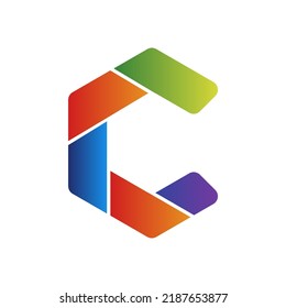 C letra diseño de logotipo multicolor