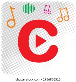 C Letter Music Logo Vector (play Arrow