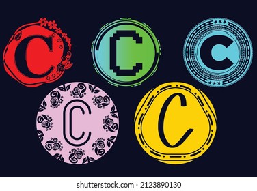 C letter new logo and icon design template bundle