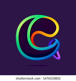 C letter one line rainbow colors logo. Font style, vector design template elements for your application or corporate identity.