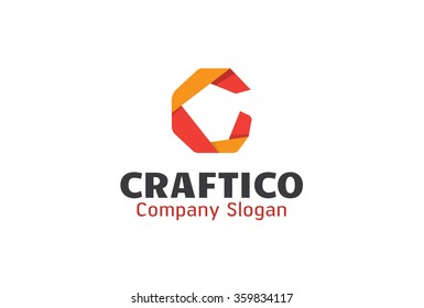 C Letter Origami Logo Vector Symbol Icon Design Illustration