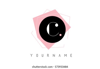 C Letter Pastel Geometric Logo Design with Round and Rectangular Shapes.