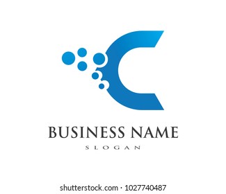 C Letter Pixel art design Logo Template