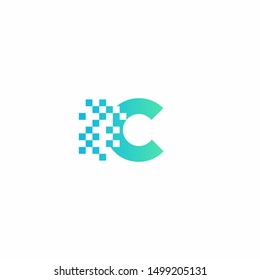 C Letter pixel logo design modern template