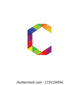 Vector de plantilla de diseño de logotipo para píxeles de letra C