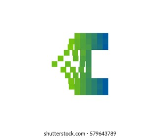 C Letter Pixel Logo Design Element