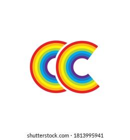 C Letter rainbow Template vector icon design illustration 