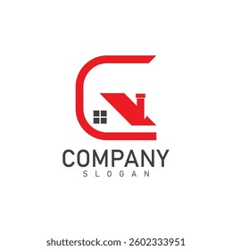 c letter real estate logo design template home vector