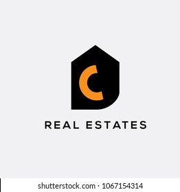 c letter real estates logo. House vector logo. Home icon
