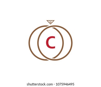 C Letter Ring Diamond Icon Vector Logo Template Illustration Design