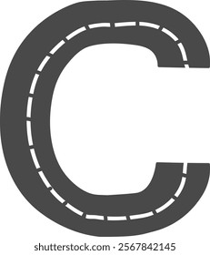 C Letter Road Alphabet Kids Vector Illustration
