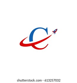C letter rocket logo design