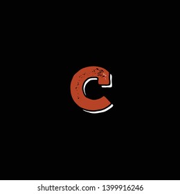 C letter rusted shadow icon logo vector