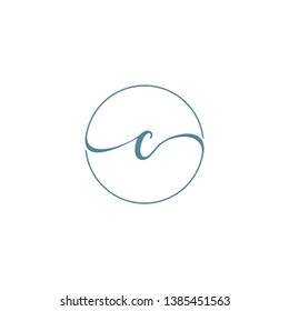 C letter script luxury circle logo designs