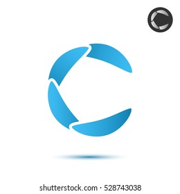 C letter, segmented logo template, 3d vector icon, isolated on white background, eps 10