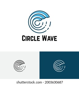 C Letter Shape Circle Wave Sea Ocean Line Logo