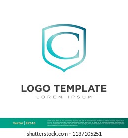 C Letter Shield Icon Vector Logo Template