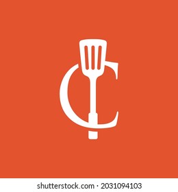 c letra spatula cocina restaurante chef logo vectorial icono