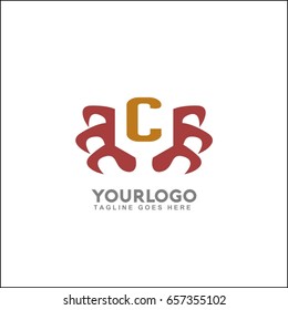 C Letter Spider vector illustration with Happy Halloween logo. Festive logo design.