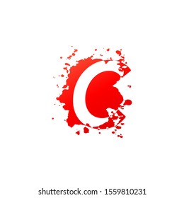 C Letter Splatter logo.  Abstract Design concept blood splash  with hidden letter C logo icon for initial, company identity and more brands.