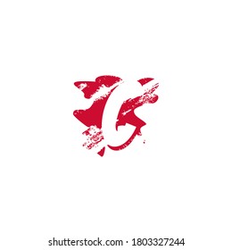 C Letter Splatter Negative Space Logo Symbol. Versteckter Leerbuchstabe auf Farbspritzer Design.