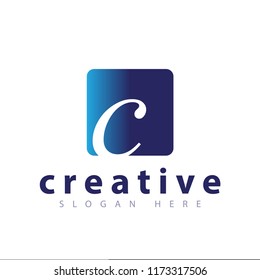 c letter in square logo icon vector template