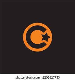 C Letter And Star Logo Vector Image
