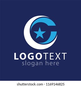 C letter with star and moon logo icon vector template