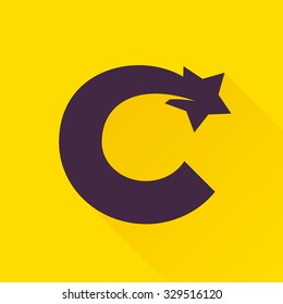 C letter with star. Vector design template elements for your application or corporate identity.