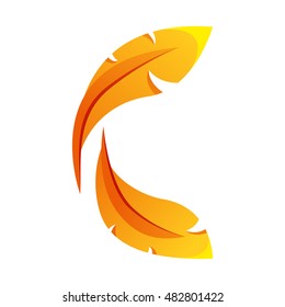 C letter, stylization of feathers. C logo. C icon