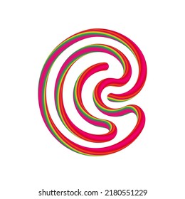 C Brief mit wirlem Süßigkeiten. Vektorgrafik- und Zuckerschriftart für helles Logo, Ihre Anwendung, süße Identität und mehr