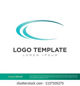 C Letter Swoosh Icon Vector Logo Template