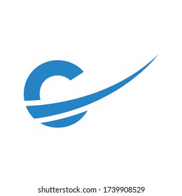 C letter with swoosh logo design vector
