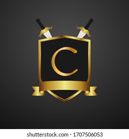 C LETTER SWORD SHIELD LOGO