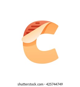 C letter with task list icon. Task list paper. Vector paper style typeface. Task list icon letter for card, app icon, corporate identity, label or poster.
