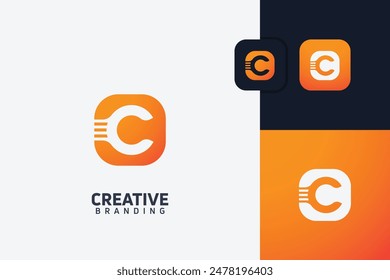 Logotipo digital de la tecnología de la letra C