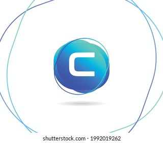 C Letter Tech Logo Design with Modern Gradient Color Vector Template