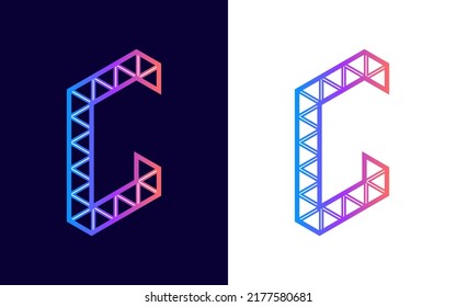 C Letter Technology Colorful Pattern Design Logo. Creative C Letter Modern Logo Design Template